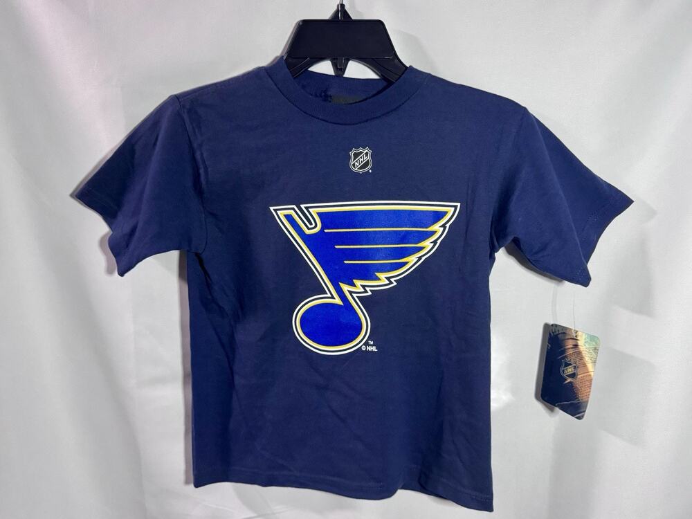 NHL Reebok Blues Youth Small T Shirt, Navy Shirt, St Louis Logo